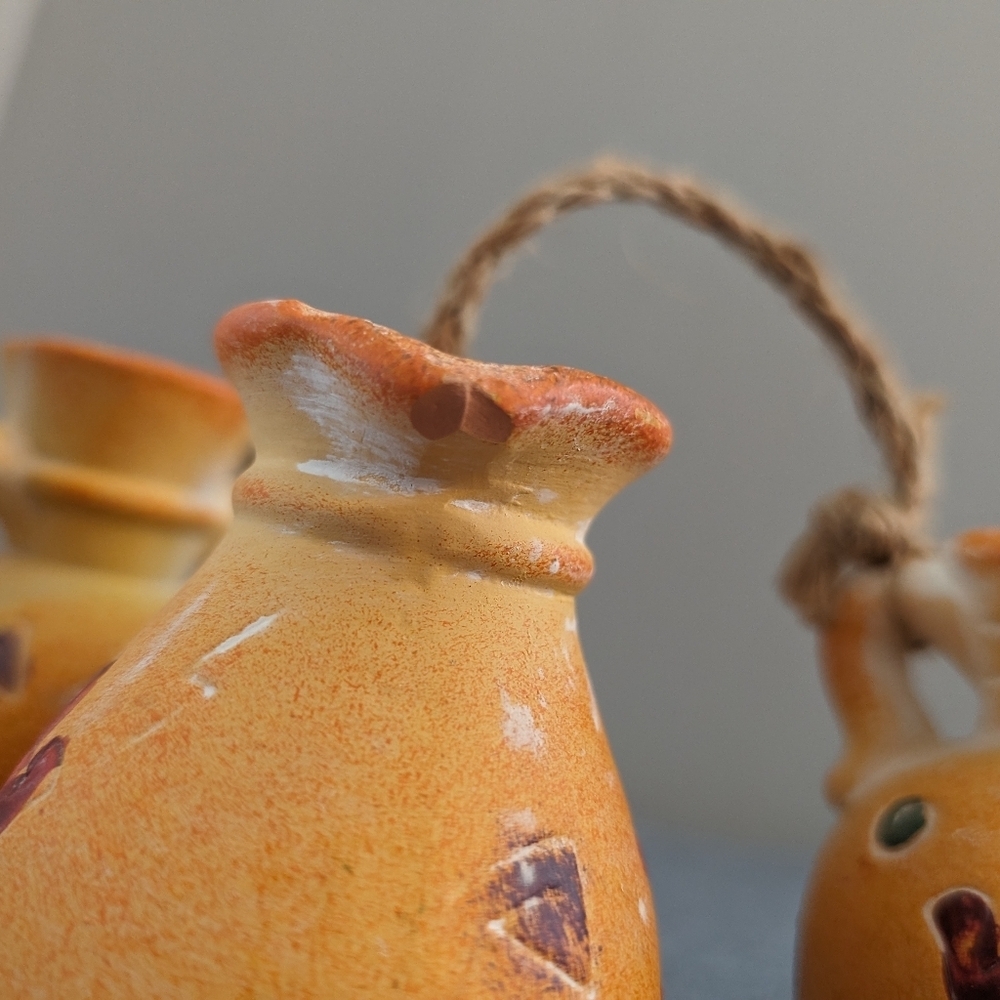3 for $30 | Hand Painted Terracotta Hanging Jugs with Lizard Pattern - Picture 3 of 5